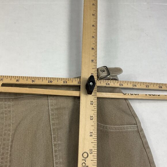 LOFT Vintage A-Line Chino Skirt Khaki Beige Utility Pockets Back Zip Academia 8 - Picture 8 of 11